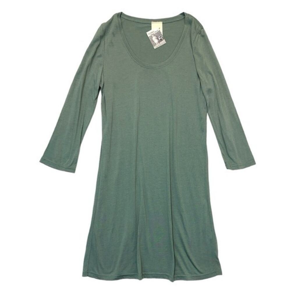 T-shirt Dress Sage Green Scoop Neck Women’s Large rayon spandex NEW